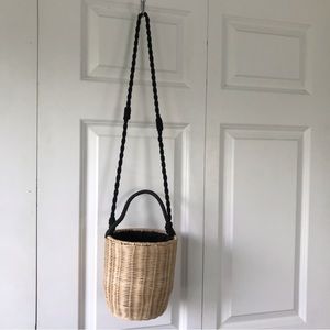 Round Basket Purse with Black Strap